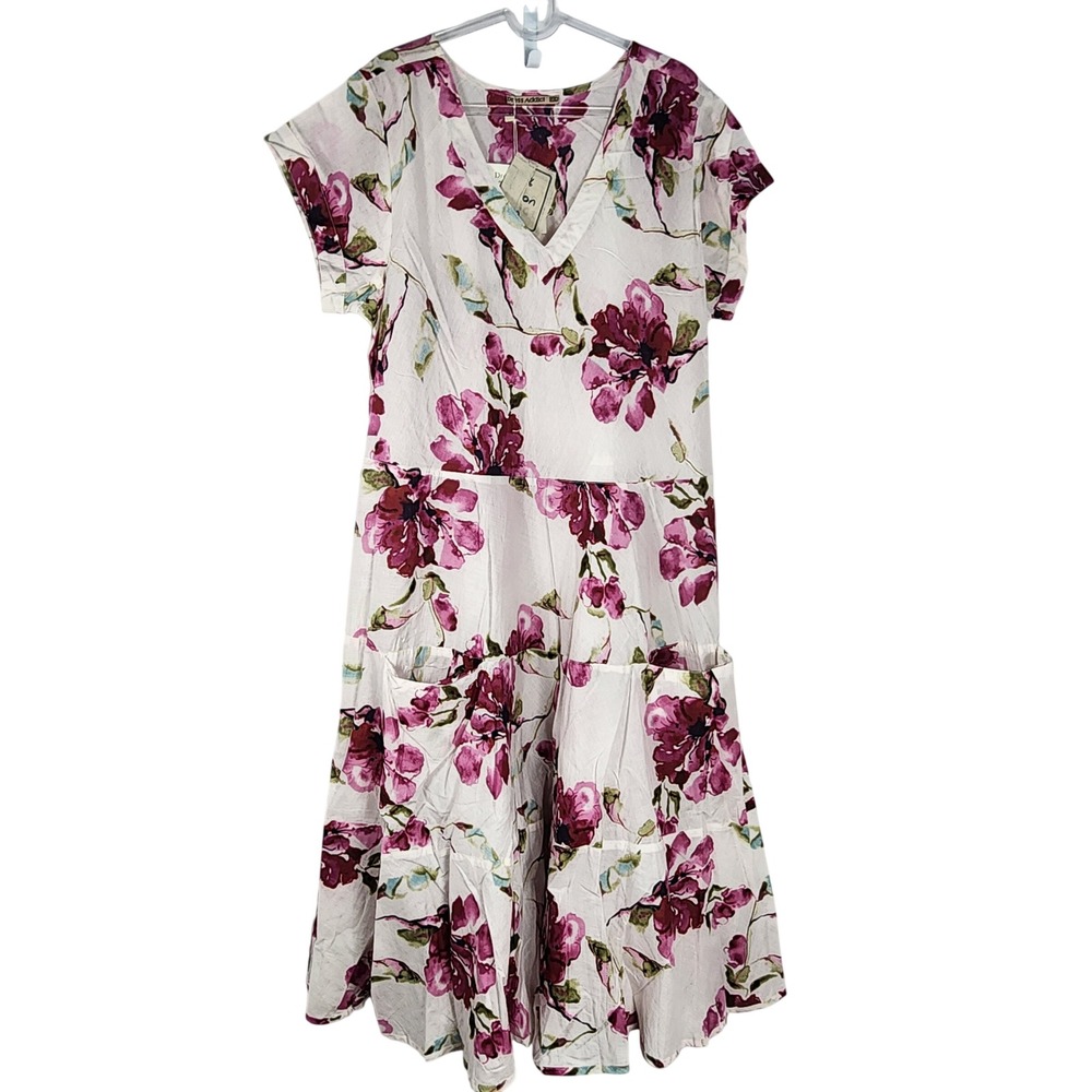 Dress Addict Womens Floral Midi Dress Cotton Garden Fairy Flowy Cottagecore XXL